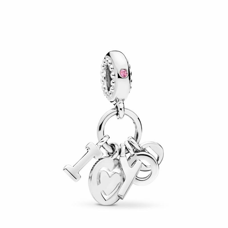 Pandora I Love You Letters Dangle Charm - Sterling Silver/Pink/Cubic Zirconia - Canada | IE3903UP